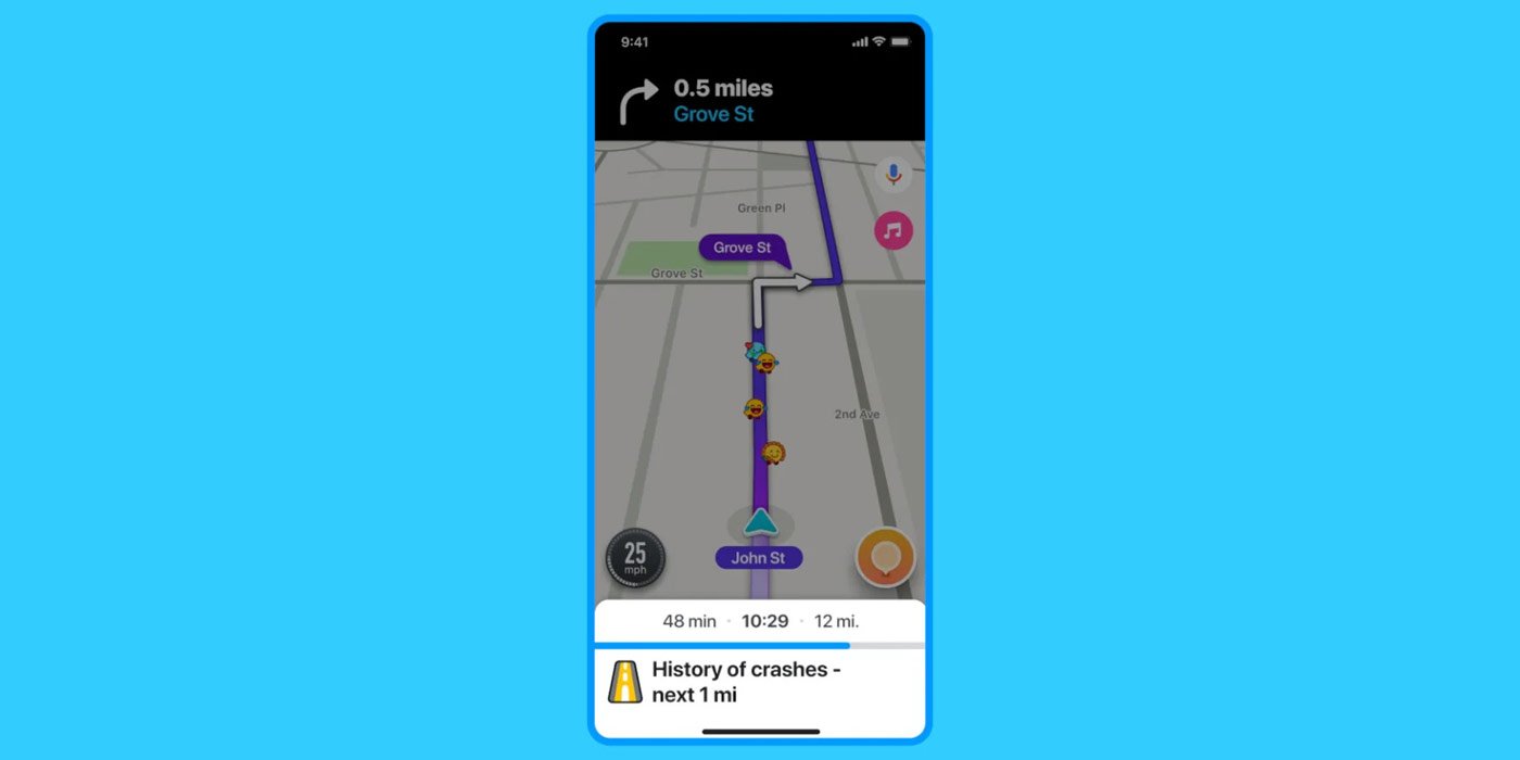 Waze börjar varna om du är på en väg där många olyckor skett historiskt
